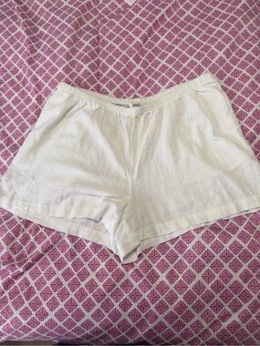 a new day White Drawstring Elastic-Waist Linen Blend Shorts